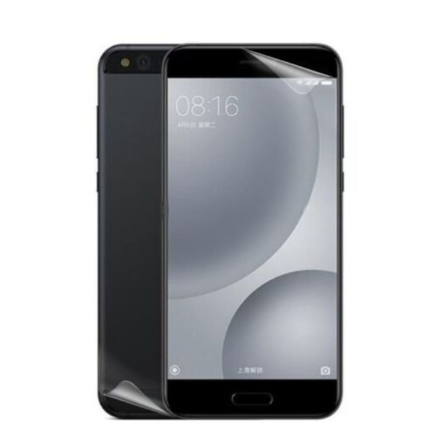 Hydrogel screen protector for Xiaomi Mi 5c by 9eight5, pack of 2, showing clear application on smartphone screen.