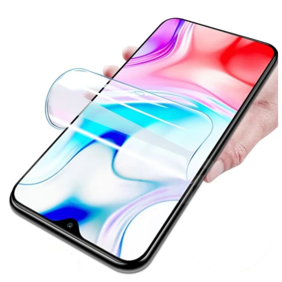 Two 9eight5 hydrogel screen protectors for Xiaomi Mi 8, clear and flexible protective film for smartphone screen.