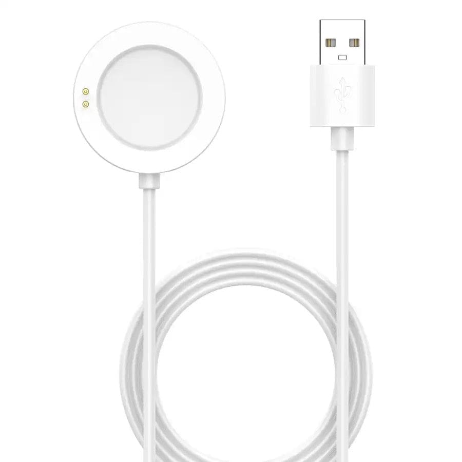 White Xiaomi watch charger for S3, S2, S4, and Mi Watch 2 Pro with magnetic USB cable, compatible with That Watch Shop chargers.