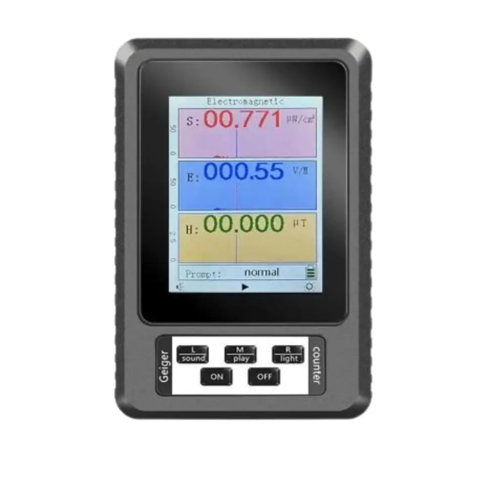 Habicare XR2 Handheld Radiation Detector (HBC) showing digital display and ergonomic design for radiation measurement.
