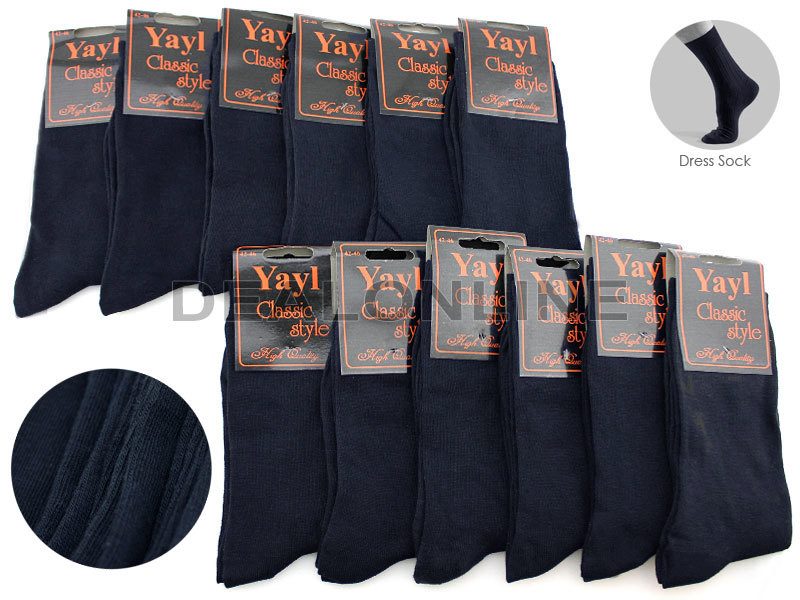 Set of 12 navy business crew socks for men, size 7-10, stylish dress socks from dealonline.co.nz.