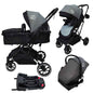 Gold Series 3-in-1 Travel System - Bassinet + Stroller + Capsule with Food Tray - Grey/Black