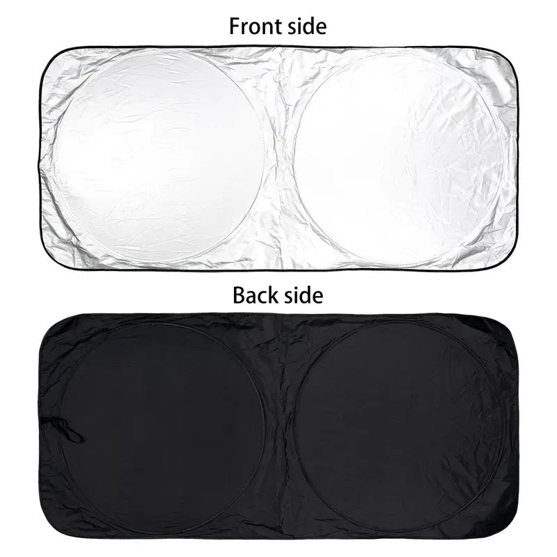 Large Silver Car Sunshade Foldable Double-Circle dealonline.co.nz
