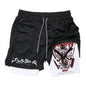 Anime Print Double Layer Casual Shorts