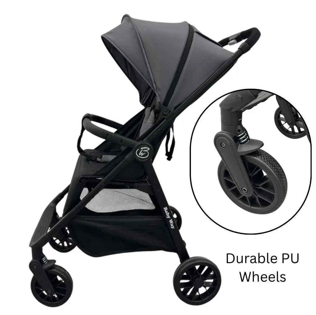 Roam Compact Travel-Friendly Stroller with Extended Canopy - BLACK