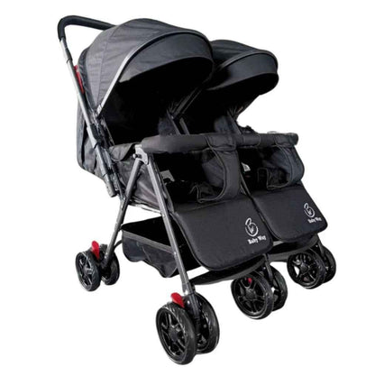 Black 2-Way Folding Compact Double / Twin Stroller + Rain Cover