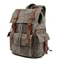 Beeswax Canvas & Leather Mountaineering Bag – Waxed Canvas Travel Rucksack | Unisex | Dark Gray, Coffee, Gray Green