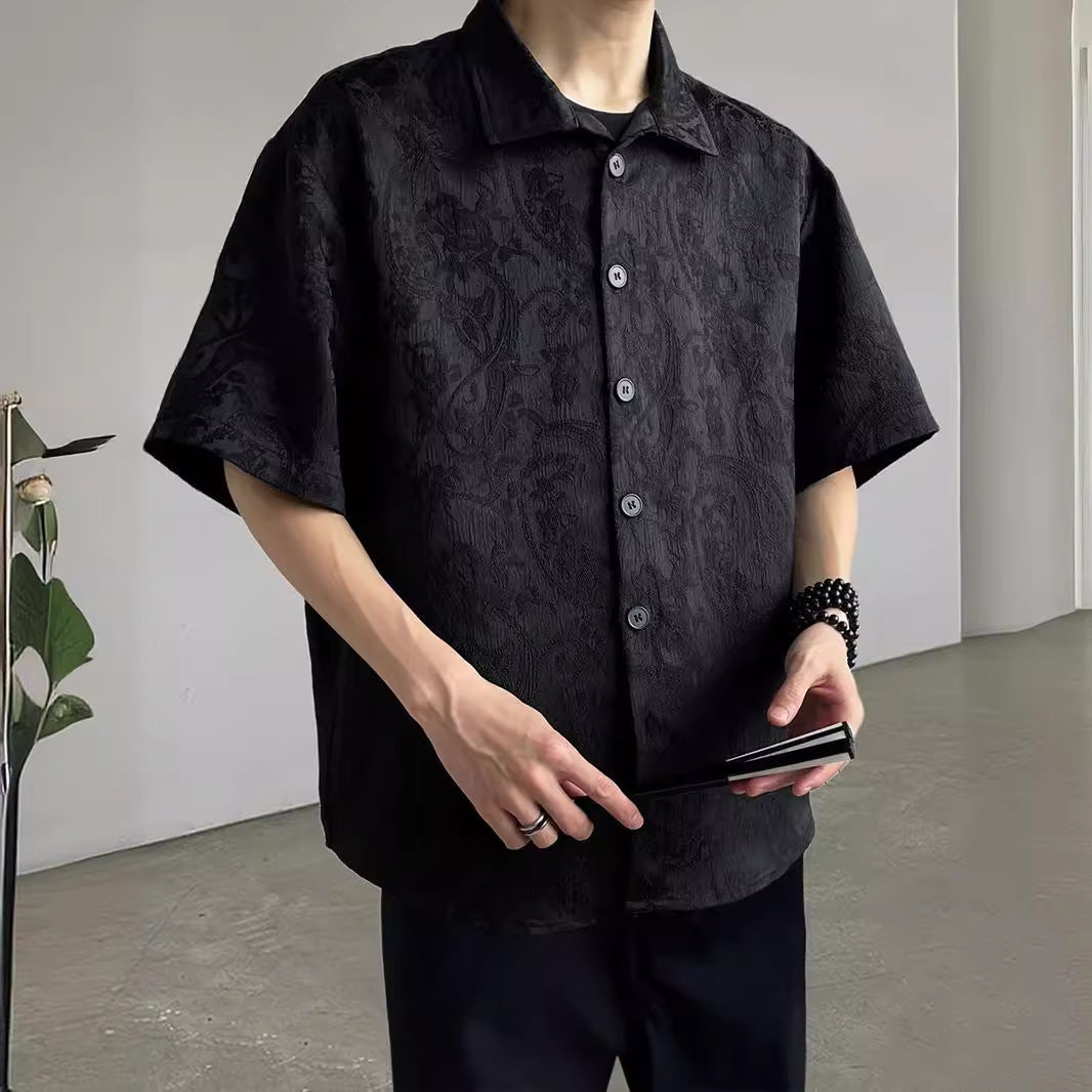 Chinese Style Embroidered Loose Fit Shirt for Men