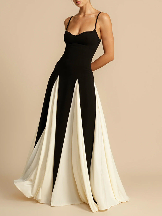A halter dress with a large skirt hem