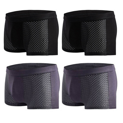 Men's Modal Boxer Shorts — Breathable Mesh Mid-Waist Underwear | Single & 4-Pack