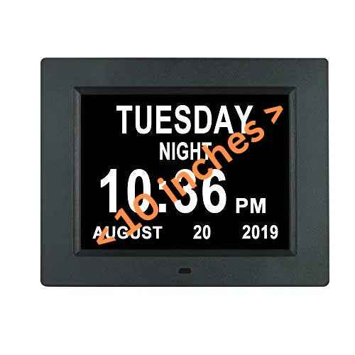 10" Digital Calendar Day Clock - for Dementia and Alzheimer’s Patients (Black)