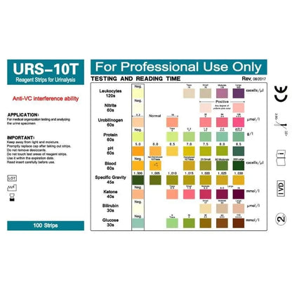 100 Strips URS-10T Urinalysis Reagent Strips - 10 Parameters 9eight5