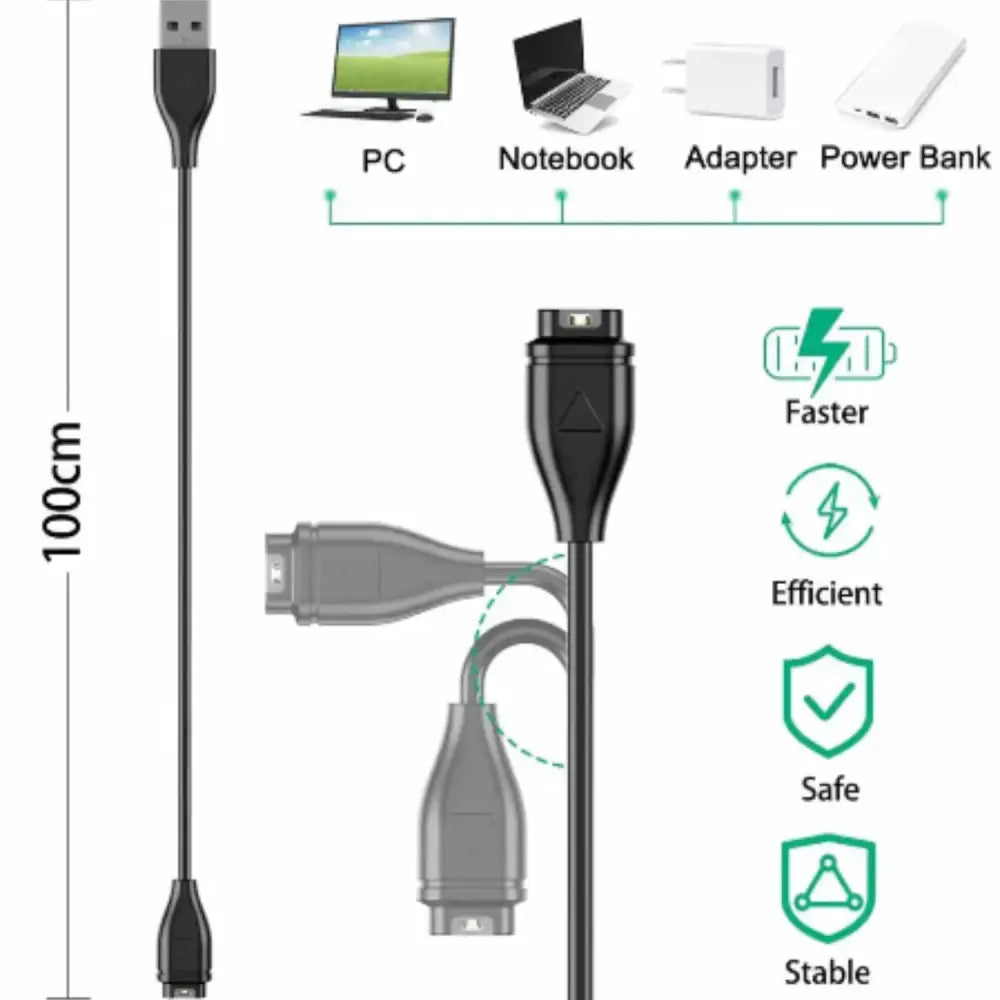 Charger for Garmin Watches (USB & Type C) Habicare