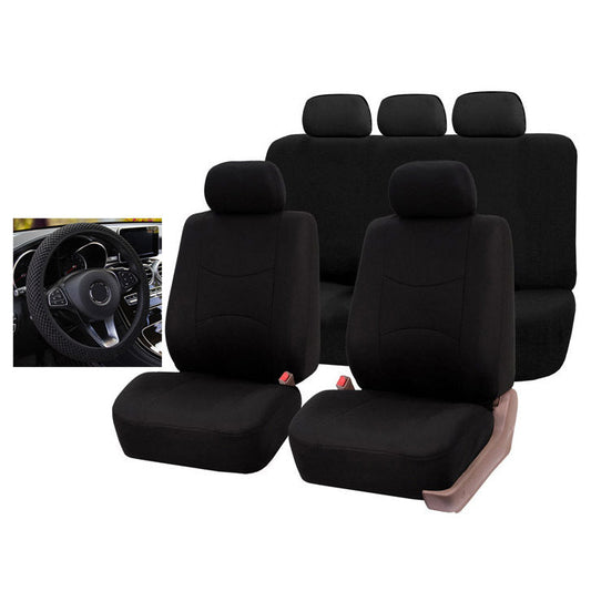 Car Seat Cover 5 Seater Front Rear Cushion Mat Polyester Steering Wheel Cover dealonline.co.nz