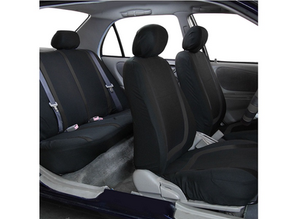 Car Seat Cover 5 Seater Full Set Front Rear Cushion Mat Protecto Polyester BLACK dealonline.co.nz