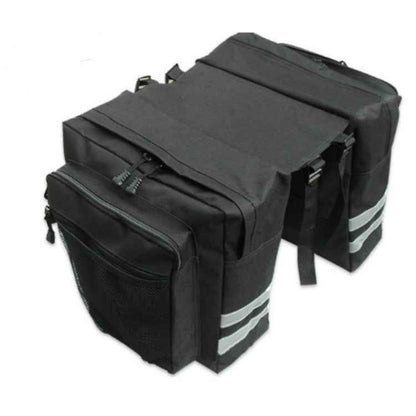 30L Waterproof Bike Rear Rack Double Pannier Bag with Reflective Trim – Black JS76603