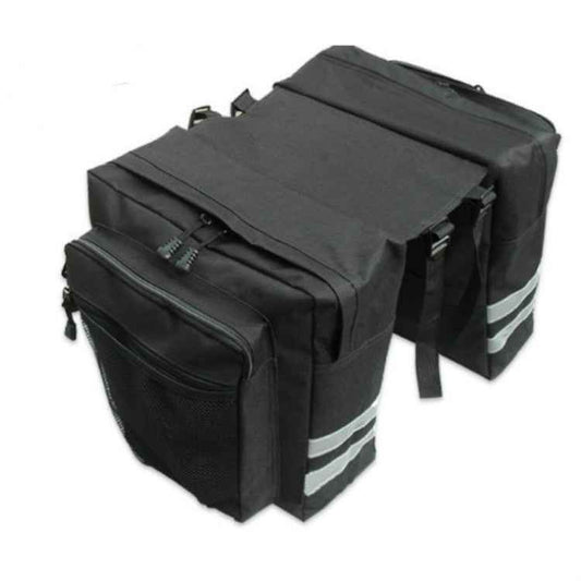30L Waterproof Bike Rear Rack Double Pannier Bag with Reflective Trim – Black JS76603