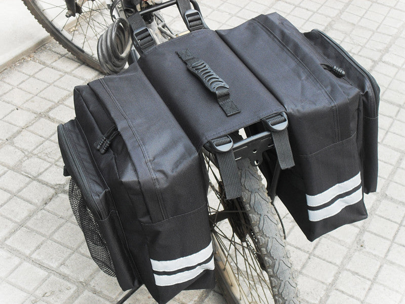 30L Waterproof Bike Rear Rack Double Pannier Bag with Reflective Trim – Black JS76603