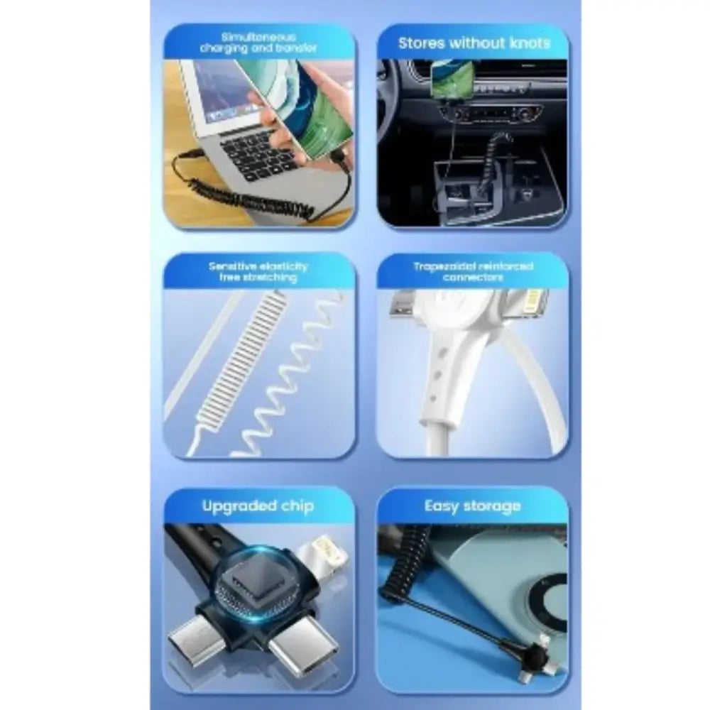 120W 3-in-1 USB-C Super-Fast Retractable Charging Cable Habicare