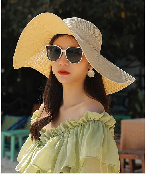 BEIGE - Women Lady Sun Straw Hat Wide Large Brim Floppy Derby Summer Beach Cap dealonline.co.nz