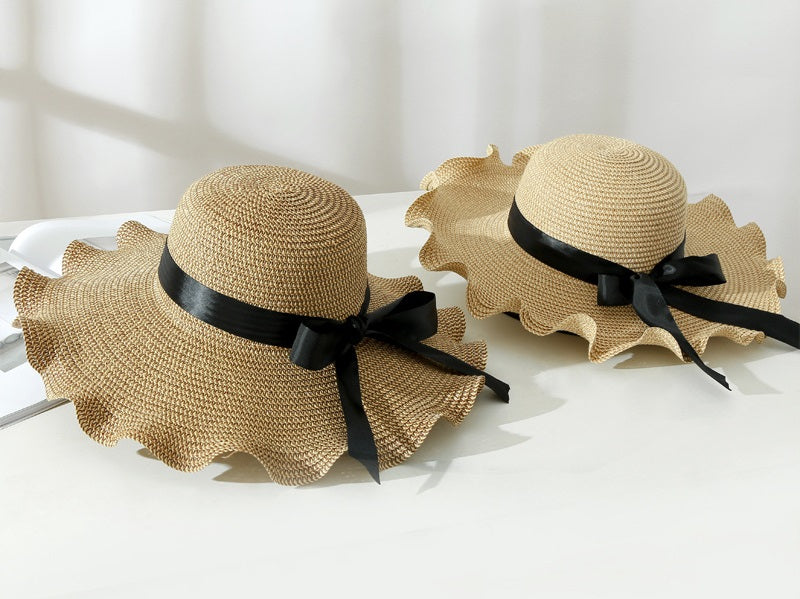 Light Brown - Women Lady Sun Straw Hat Wide Brim Floppy Derby Summer Beach Cap dealonline.co.nz