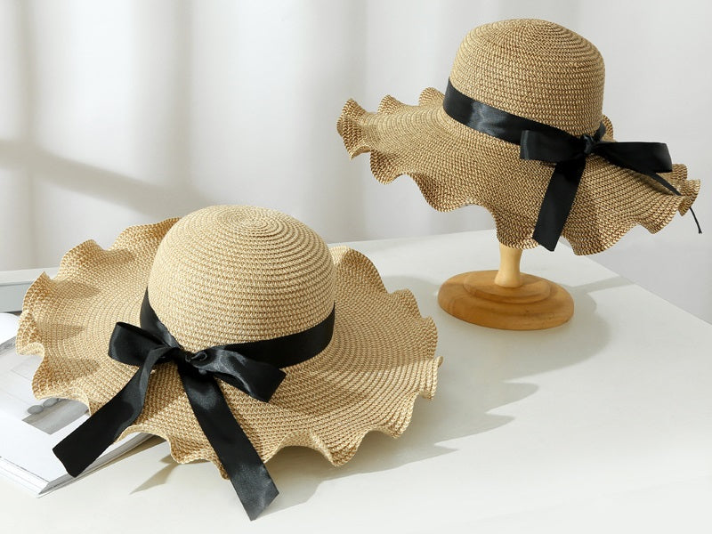 Light Brown - Women Lady Sun Straw Hat Wide Brim Floppy Derby Summer Beach Cap dealonline.co.nz