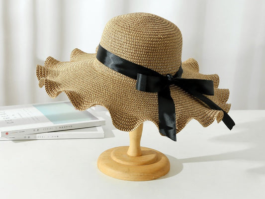Dark Brown - Women Lady Sun Straw Hat Wide Brim Floppy Derby Summer Beach Cap dealonline.co.nz