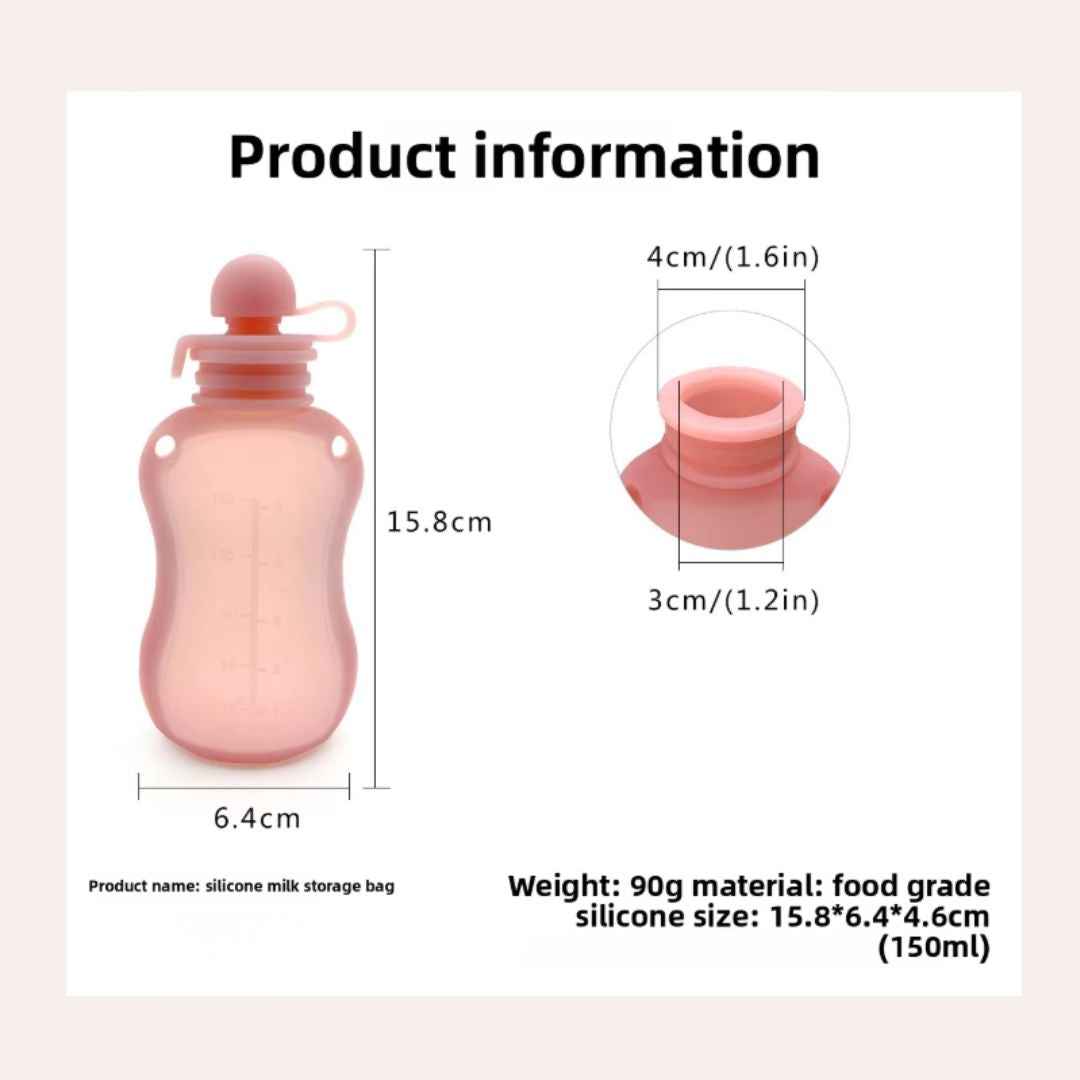 Reusable Silicone Food Storage Pouches 150ml - For Milk, Purees & Snacks