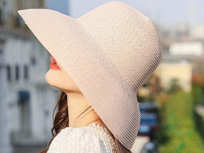 Sun Straw Hat Wide Brim Floppy Derby Summer Beach Cap - PINK dealonline.co.nz