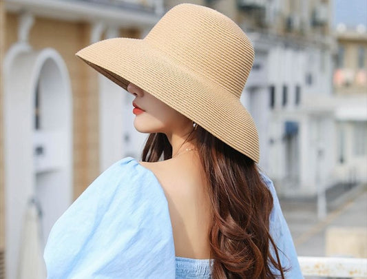 Sun Straw Hat Wide Brim Floppy Derby Summer Beach Cap - BROWN dealonline.co.nz