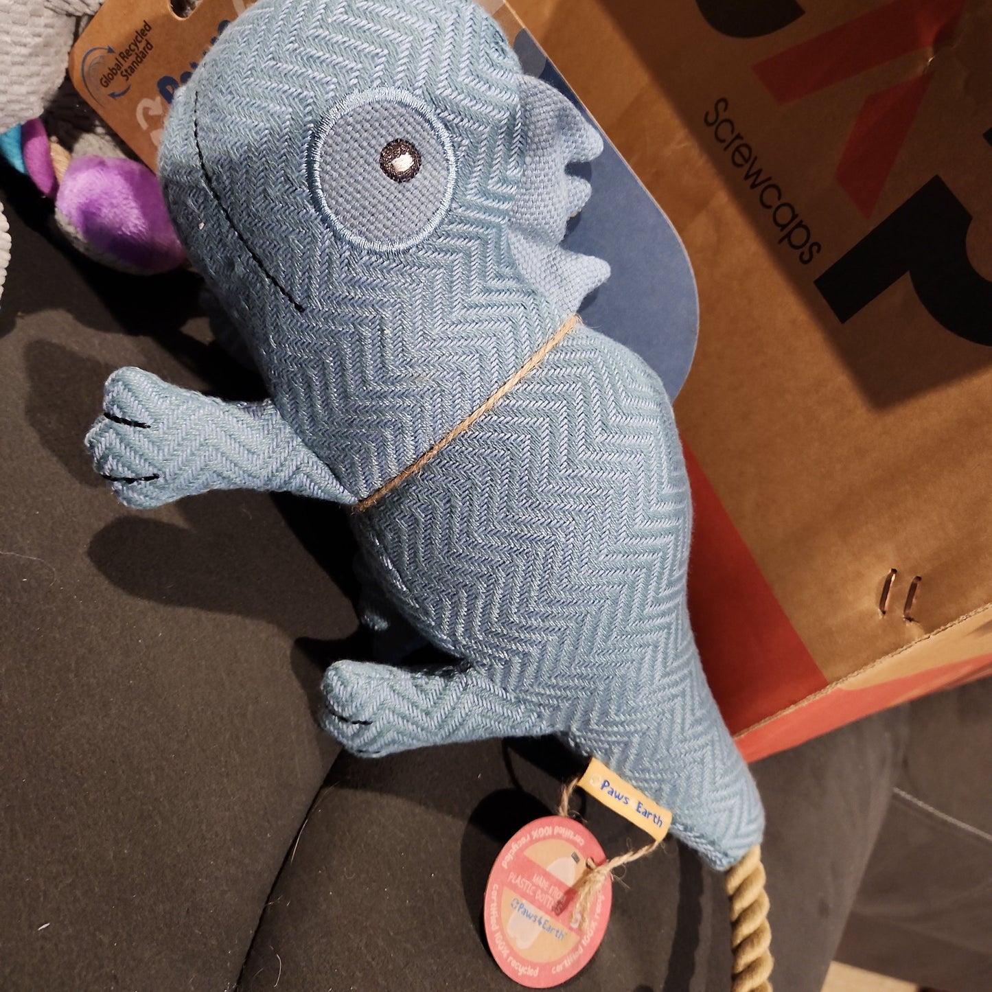 Paws 4 Earth Dog Toy, Gecko with Rope Tail Animal Addiction Limited