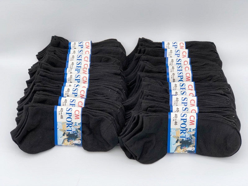 (60 Pairs) Thin Ankle Socks - BLACK - M7-11/ W8-12 dealonline.co.nz