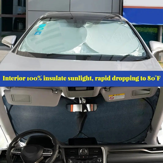 Large Silver Car Sunshade Foldable Double-Circle dealonline.co.nz