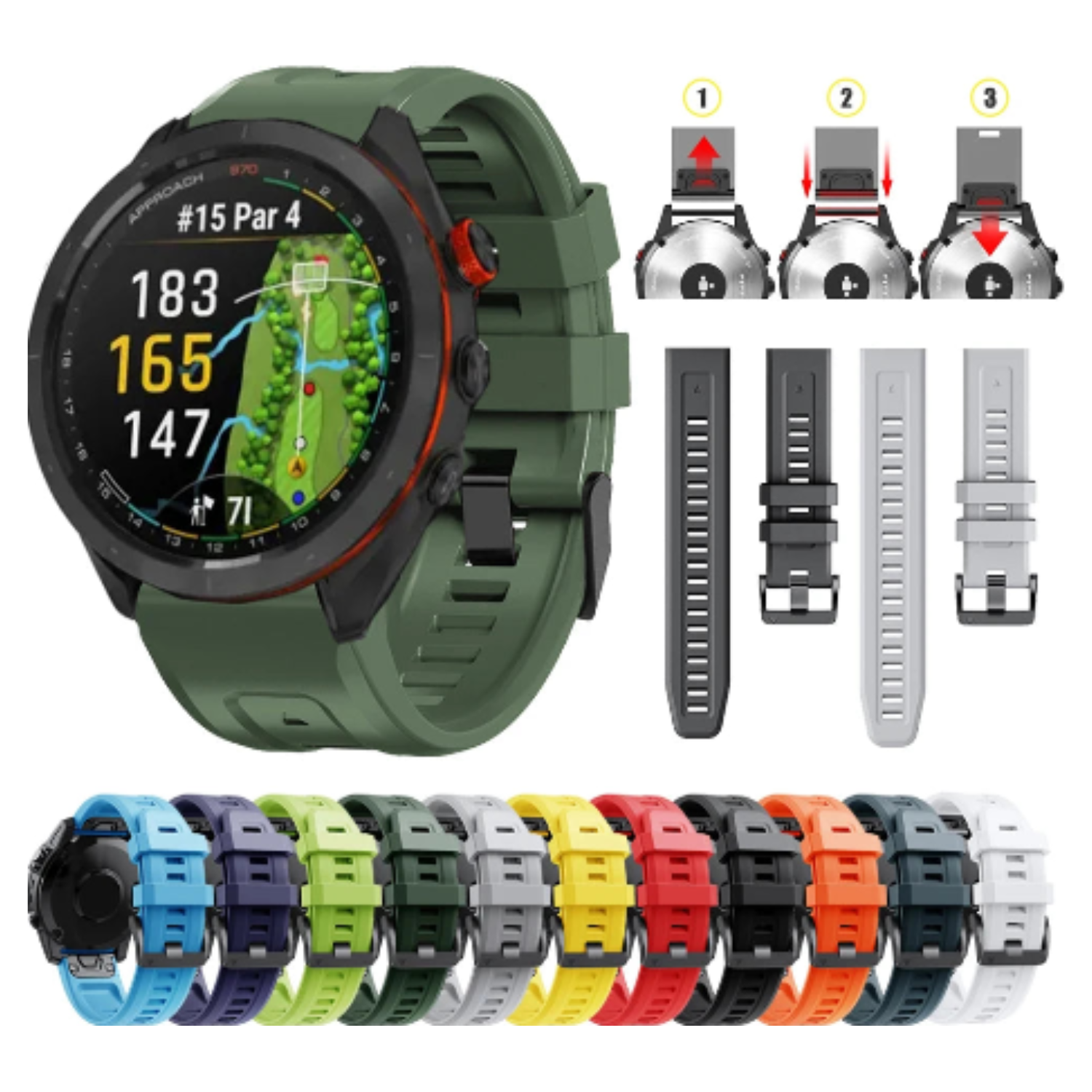 QuickFit Silicone Strap for the Garmin Forerunner 955 & 965 (available in 12 colours) Habicare