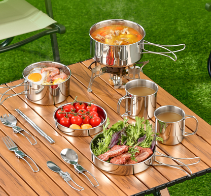 Outdoor Cookware Set - 304 Stainless Steel Camping Utensils Kit ECOTREK