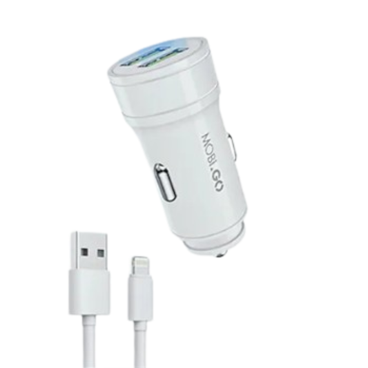 Mobigo Dual USB Car Charger With Lightning Cable GO221L 9eight5