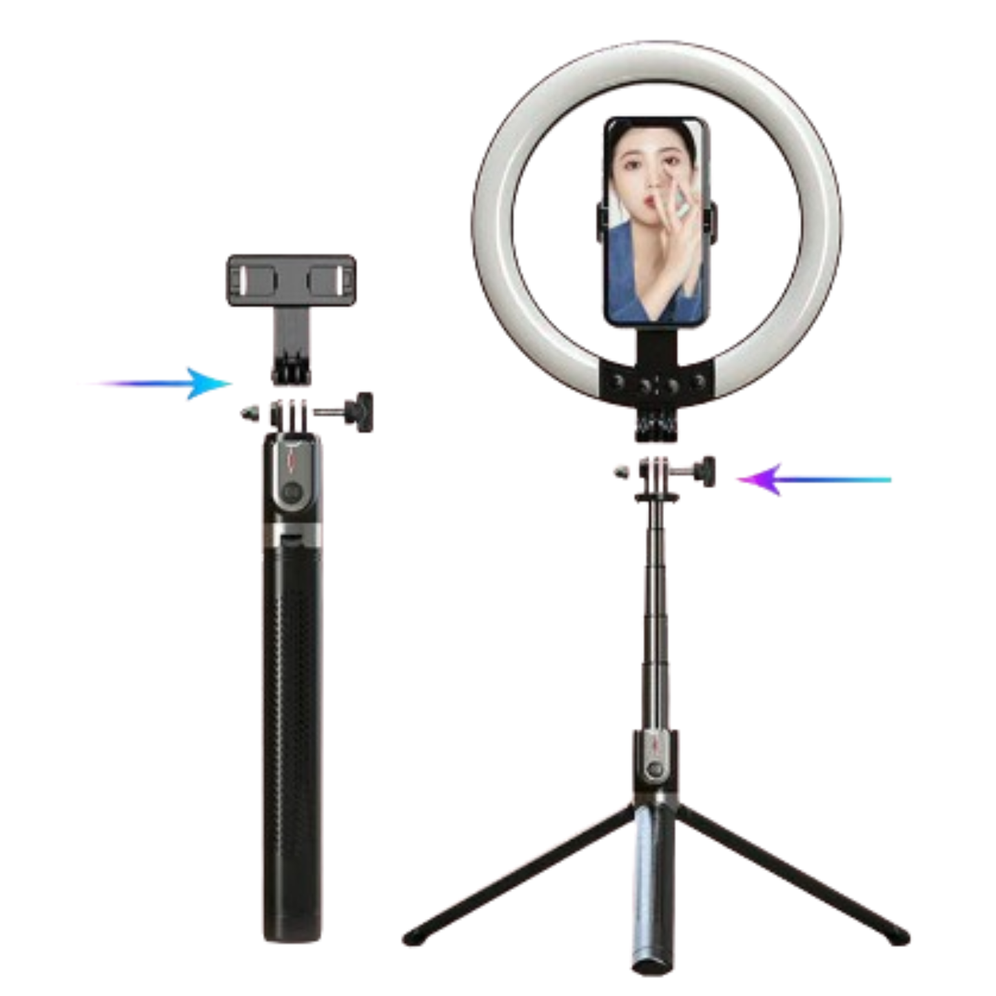 1.9m Ring Light Selfie Stick P100RGB 9eight5