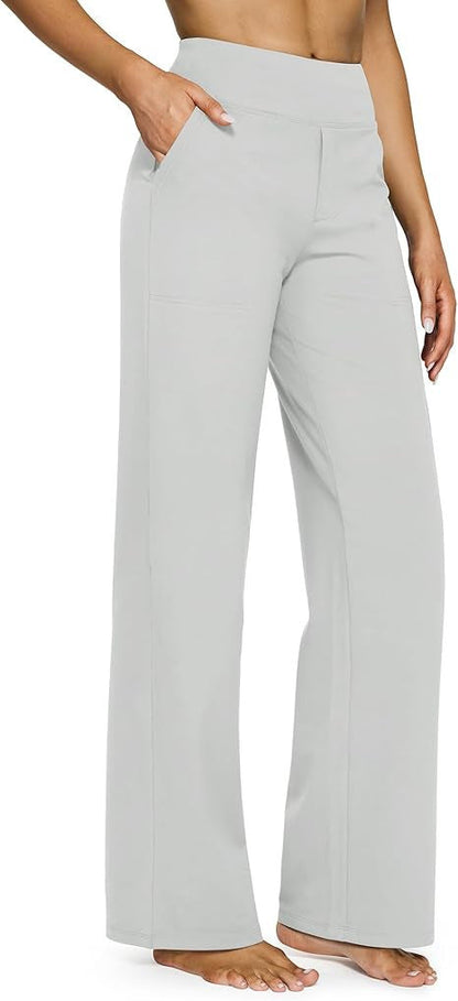 Casual high-waisted straight leg pants