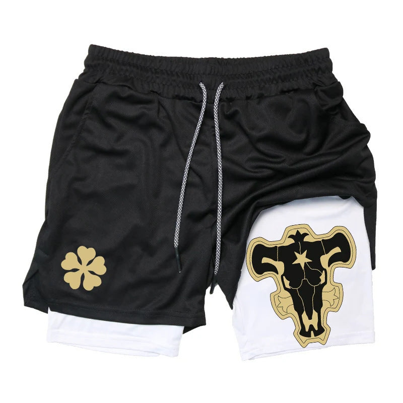 Anime Print Double Layer Casual Shorts