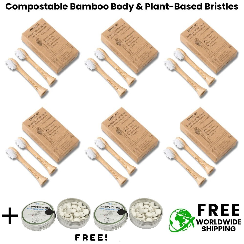 Recyclable Brush Heads-12 Heads + 120 Free Peppermint Toothpaste Tablets-5