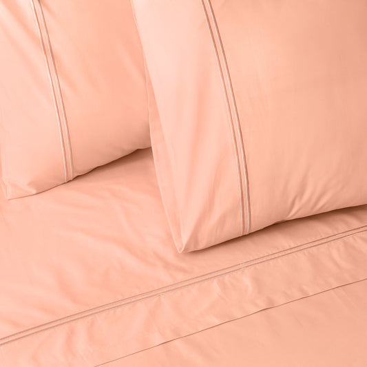 ORGANIC COTTON COLOURED SHEET SET 250TC - PEACH NECTAR Whites of London NZ