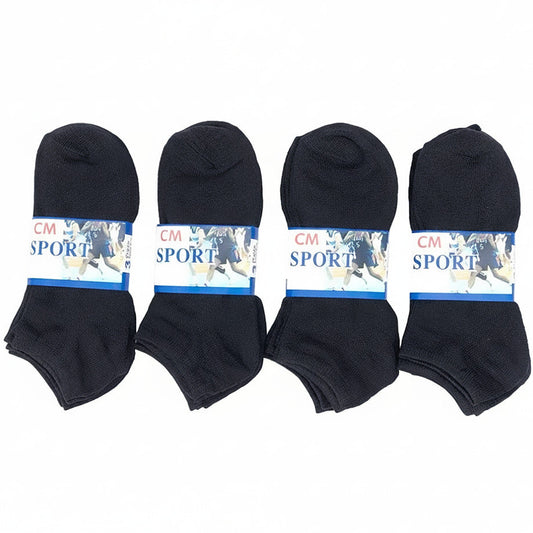 (12 Pairs) Thin Ankle Socks - BLACK - M7-11/ W8-12 dealonline.co.nz