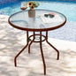 BROWN 80CM Quality Tempered Glass Round Garden Table dealonline.co.nz