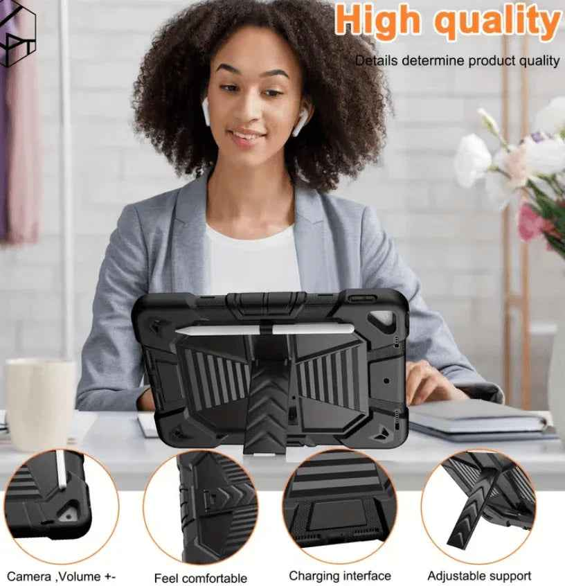 Rugged iPad 10.2 Case (7th/8th/9th Gen) – Shockproof Cover, Stand & Pencil Holder