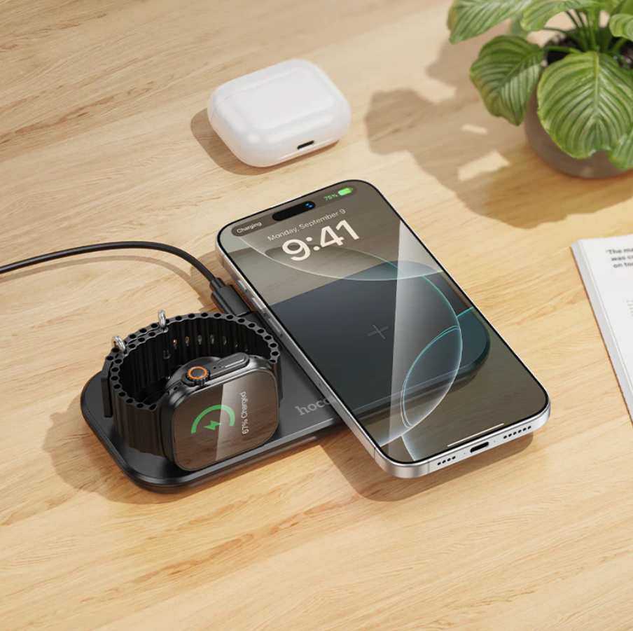 15W 3 in 1 Wireless Charger Ultra Thin Aluminum (CW65) techplus