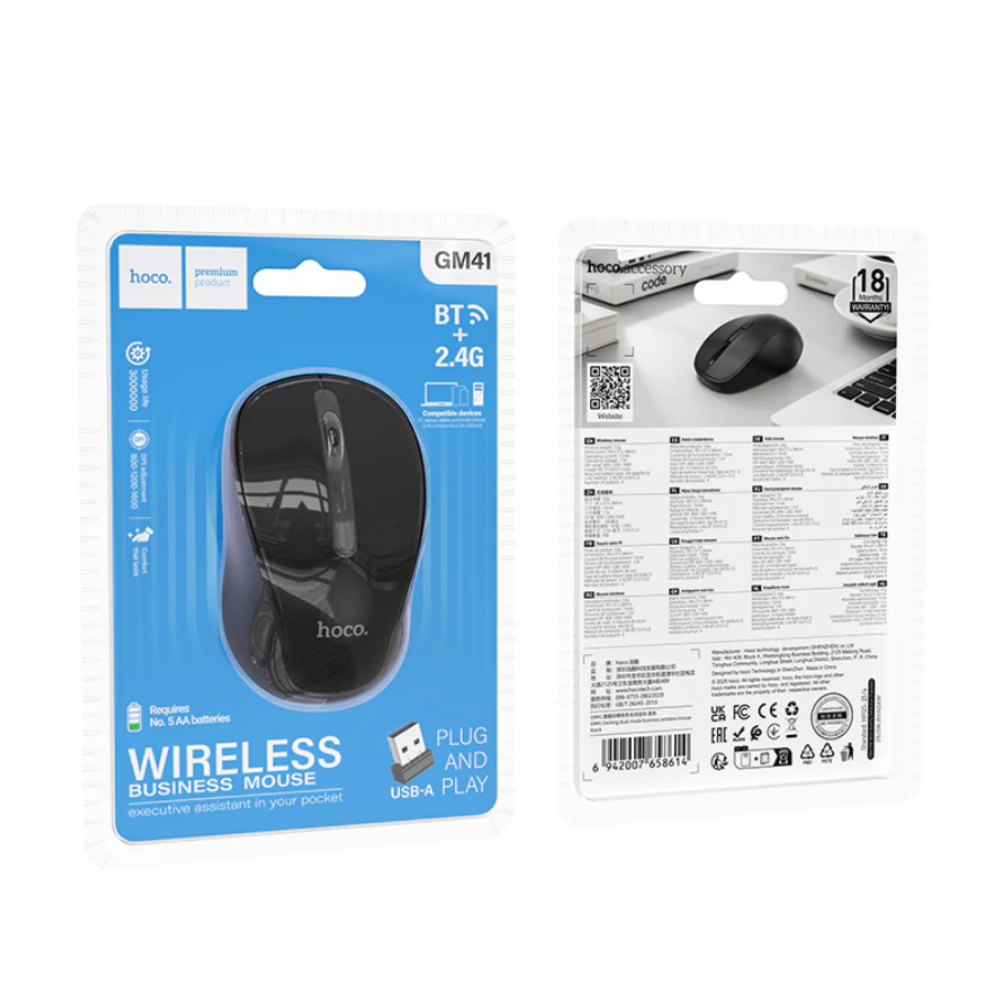 Hoco Wireless Mouse Dual Mode Upto 1600 DPI (GM41) techplus