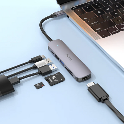 Hoco PD 100W USB-C Multi Function 6 in 1 Adapter Hub (HB28) techplus