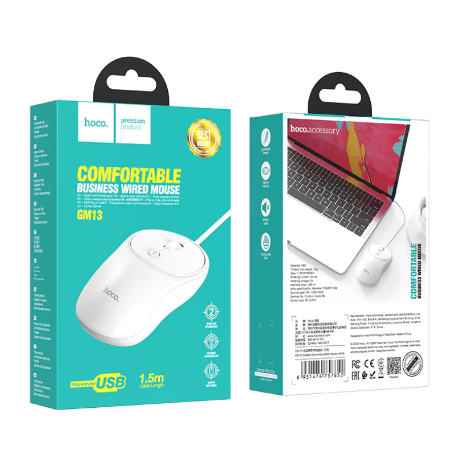 Hoco Wired USB Mouse Ergonomic (GM13) techplus