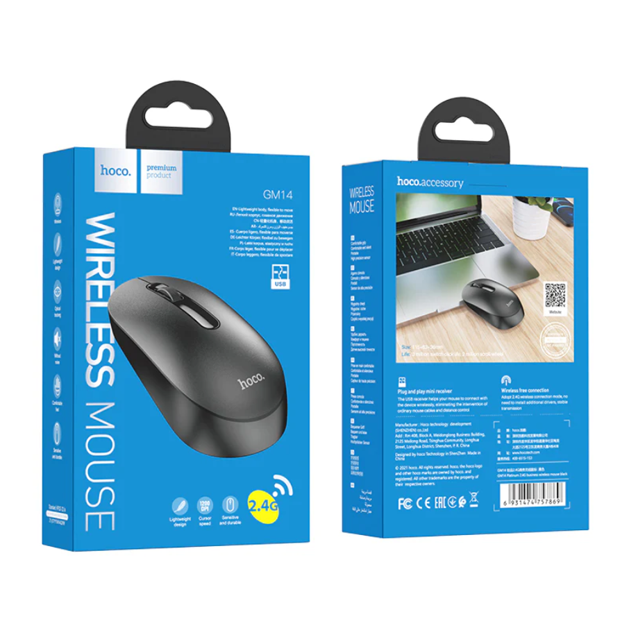 Hoco Wireless Mouse With Nano Receiver (GM14) techplus