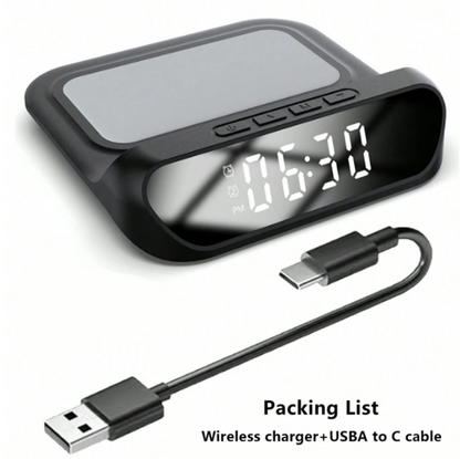 2-in-1 Multifunctional Wireless Charger with Alarm Clock 15W Fast Charging Stand